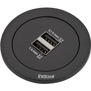 👉 Zwart EVOline 159280001200 Tafelstekkerdoos 2-voudig 4044657016218