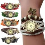 👉 Watch leather Popular Strap Fashion Dress Watches Leaf Angel Wings Pendant Retro Quartz Bracelet Wristwatch LL