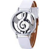👉 Armband leather vrouwen Stylish Musical Note Painting Bracelet Lady Womans Wrist Watches simple casual Engraving Hollow
