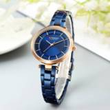 👉 Watch blauw steel vrouwen CURREN Women Watches Luxury Metal Bracelet Wristwatch Classy Fashion Quartz Clock Blue Female Stainless Dress