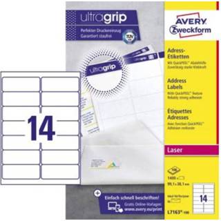 👉 Etiket wit papier Avery-Zweckform L7163-100 Etiketten 99.1 x 38.1 mm 1400 stuks Permanent Adresetiketten, Universele Inkt, Laser, Kopie 5701044461035