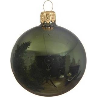 👉 Kerstbal groen glans glas 6x Glazen kerstballen donkergroen 6 cm kerstboom versiering/decoratie