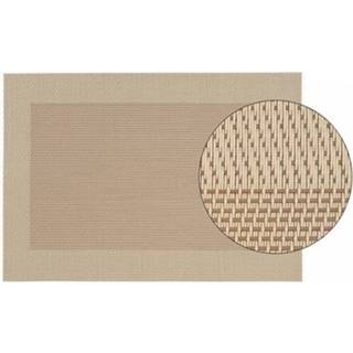 👉 Beige bruine kunststof active 1x Beige/bruine onderlegger/placemat met gevlochten/geweven uiterlijk 45 x 30 cm