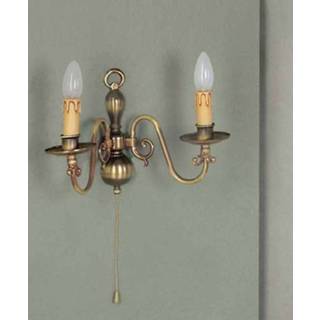 👉 Wandlamp Imke 2lamps oudmessing donker gepatineerd