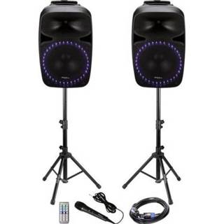 👉 Ibiza Sound PKG12A Actieve PA luidsprekerset Bluetooth, incl. microfoon, Ingebouwd lichteffect