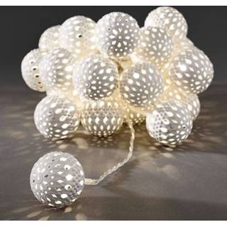 👉 Metalen kunststof warm-wit transparant a+ wit LED-lichtketting m. ballen, 24-d.