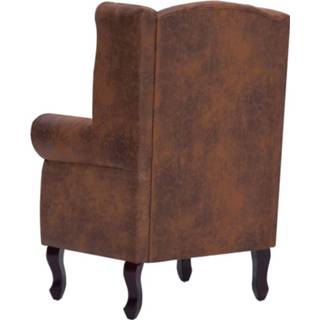 👉 Fauteuil bruin active en voetenbank Chesterfield-stijl kunstsuède 8719883568812