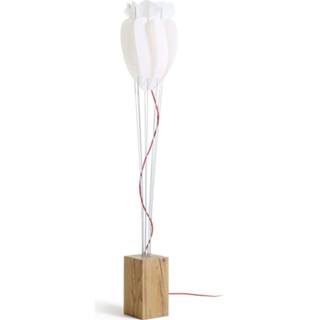 👉 Vloerlamp licht hout rood wit eiken Tulip kabel