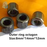 👉 Bearing 2pcs HF081412 Outer ring octagon/Outer hexagonal /Smooth surface/Outer knurled One-way needle roller 8*14*12mm