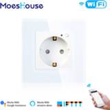 👉 Afstandsbediening EU WiFi Smart Wall Socket 16A Outlet Glass Panel Gemany Life/Tuya Remote Control Works with Amazon Echo Alexa Google Home