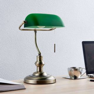 👉 Bureaulamp oud-messing groene Milenka - met kap