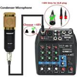 👉 Audiomixer Bluetooth USB Audio Mixer 4 Channels Sound Mixing Consoles Amplifier Mini Computer 48V Phantom Power