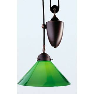 👉 Hang lamp donkerbruin groene Antiekkleurige hanglamp Jonas met kap