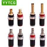 👉 Luidspreker zwart YYTCG 4pcs Black &Red Free Welding Copper Speaker Amplifier Terminal for 4mm Banana Plug