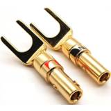 👉 Luidspreker brass goud zilver 8-50pcs Hifi Audio Screw Fork Connector Adapter Nakamichi Gold plated and Silver Y Spade Speaker Plugs