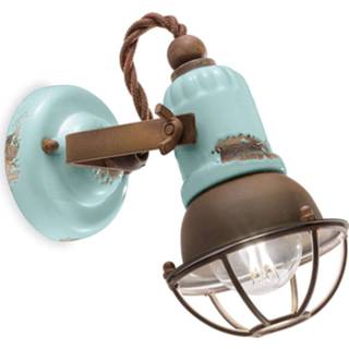 👉 Wandlamp turkoois a++ ferroluce mannen C1675/1 met mandje, 1-lamps, turquoise