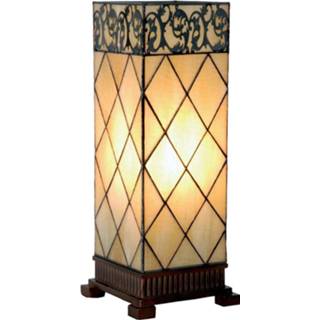 👉 Tafel lamp crème Tafellamp Diamond in Tiffany-stijl, 45 cm