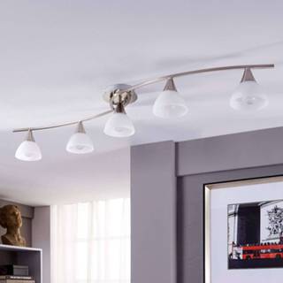 👉 Wit nikkel LED-plafondlamp Aimee met 5 lichtbr., mat