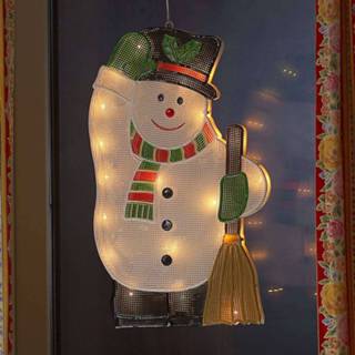 👉 Warmwit multicolour kunststof Voor binnen - LED raamdecoratie sneeuwpop