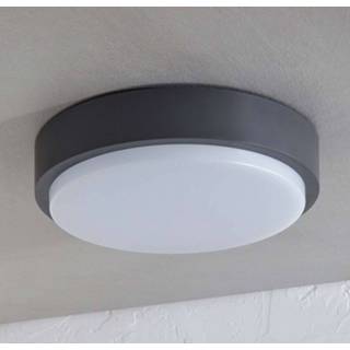 👉 Plafondlamp donkergrijs polycarbonaat warmwit a+ LED buiten Nermin, IP65, rond