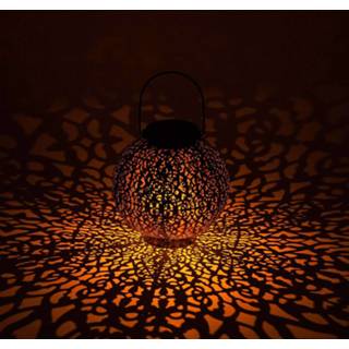 👉 Lantaarn antiek koper metaal amber a+ lindby LED op zonne-en Dunjaris, ornament,