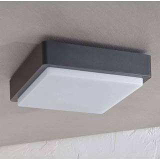 👉 Plafondlamp donkergrijs polycarbonaat warmwit a+ LED buiten Nermin, IP65, hoekig