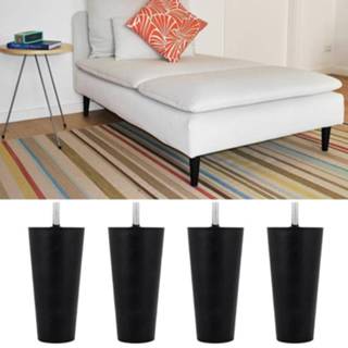 👉 Sofa zwart plastic 4pcs Furniture Legs Round Tapered Table Cabinets feet Bed TV Cabinet black multi-size