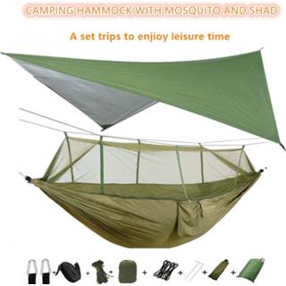 👉 Hangmat nylon Portable Camping Hammock with Mosquito Net and Rain Fly Tarp,Hammock Canopy Hammocks Double Hiking Patio Furniture