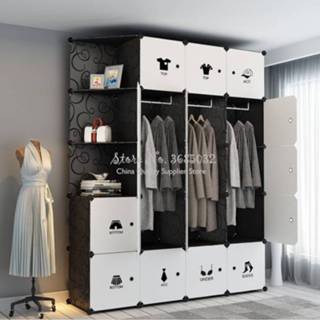 👉 Wardrobe plastic small Simple Hanging Imitation Cloth Student Children Combination Folding Assembly DIY Closet Bedroom Furniture