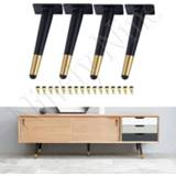 👉 Sofa zwart goud 4Pcs Furniture legs table black Gold Metal Tapered Cupboard Cabinet Leg Feet 200MM With Mounting Screws