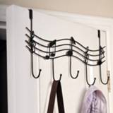 👉 Hanger Musical Score Door Hanger, notes Metal Back Coat Clothes Towel Strage With 5 Hooks