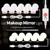 👉 12V Makeup Table Mirror Light EU US Adapter Hollywood Vanity Lamp Led Dressing 10 Bulbs Kit USB 220V Dimmable Make Up Bulb