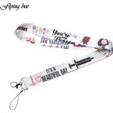 Keychain vrouwen Flyingbee Grey's Anatomy Cartoon Greys Phone Lanyard Women Strap Neck Lanyards for ID Card Keys Doctors gifts X0096