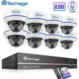👉 Dome IP camera Techage H.265 8CH 1080P POE NVR Kit CCTV Security System 2MP Audio Record Sound Indoor P2P Video Surveillance Set