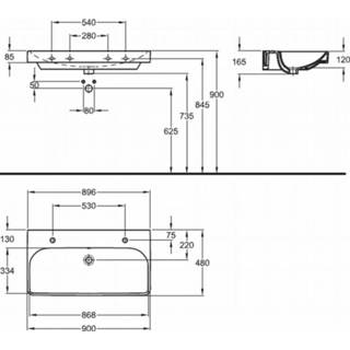 👉 Badmeubel grijs Sphinx 335 90cm hoogglans lichtgrijs, 2 kraangaten