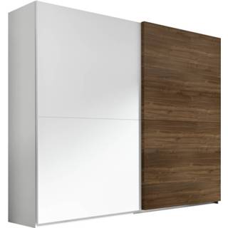 👉 Kledingkast wit spaanplaat Mat Amalti Full 275 cm breed in met walnoot