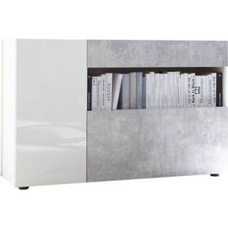 👉 Dressoir wit grijs spaanplaat Ramon 130 cm breed in met beton