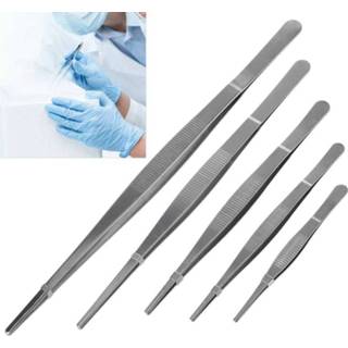 Tweezer steel 5 Sizes Toothed Tweezers Barbecue Stainless Long Food Tongs Straight Home Medical Garden Kitchen BBQ Tool