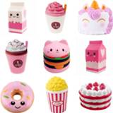 👉 Popcorn Antistress Squishy Hamburger Milkshake Squishe Donut Toys Stress Relief Anti-Stress Practical Jokes Surprise Squshy Gift