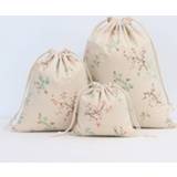 Handtas linnen vrouwen Literary Cotton Linen Drawstring Bag Vintage Flower Plant Coffee Gift Candy Packaging Bags Women Travel Pouch Storage Coin Purse