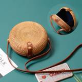 👉 Handtas vrouwen Round Straw Bags Women Summer Rattan Bag Handmade Woven Beach Cross Body Circle Bohemia Handbag Bali Lowest price bolsa feminina