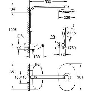 👉 Regen douche Grohe Rainshower SmartControl douchesysteem 360 - duo moonwhite 4005176317002