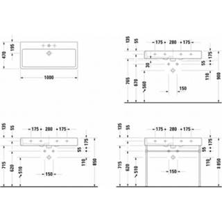 👉 Duravit Vero wastafel 100cm - met 2 kraangaten - met overloop - onderkant geslepen - wit