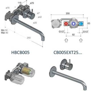 👉 Inbouw wastafelkraan zwart Hotbath Cobber CB005 uitloop 25cm mat