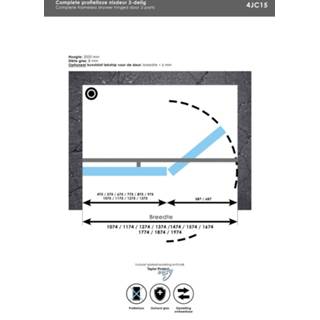 👉 Bewonen Sean 2-delige nisopstelling type C inloopwand met nisdeur aaneengeschakeld 110cm (50/60) mat zwart