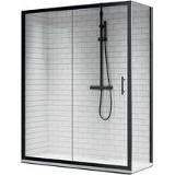 👉 Douche cabine glas zwart Douchecabine Novellini Zephyros met Schuifdeur Helder Mat Profiel 8719304512615