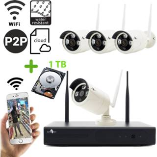 👉 Beveiligingscamera set Wireless WiFi Full HD met 4 Cameras Outdoor incl. 1TB Harde Schijf 7434016541555