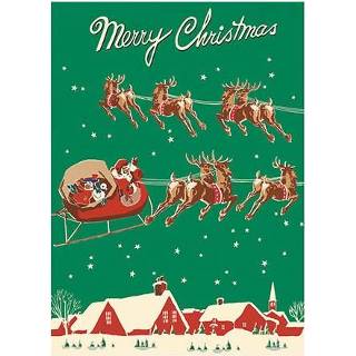 👉 Poster Cavallini Co Kerst Vintage Santa Sleigh 9781619929937