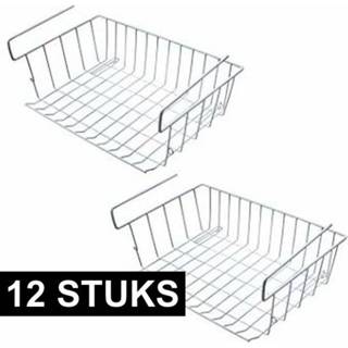 👉 Mand mannen 12x Kast opberg/opruim mandje van staal 42 X 27 cm