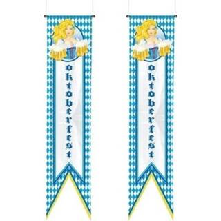 👉 Vlag Oktoberfest - 2x vlaggen banners/wimpels 180 cm